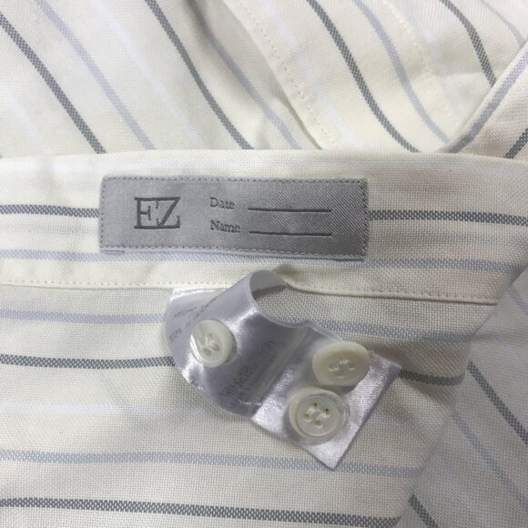 Ermenegildo Zegna Shirt Mens XL White Blue Stripe Long Sleeve Button Up Dress - Picture 9 of 11